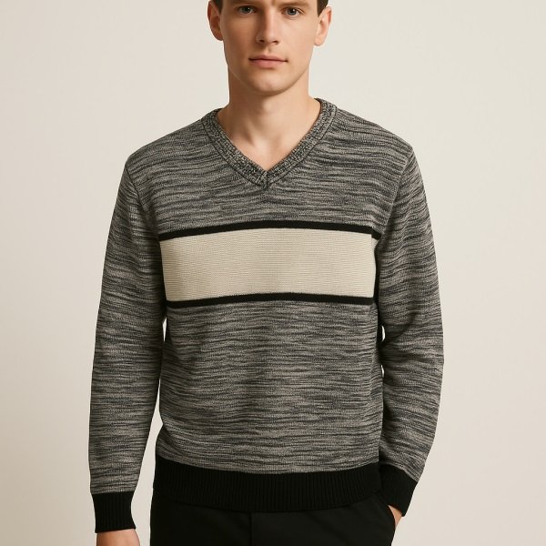men knitted v neck sweater factory supliers