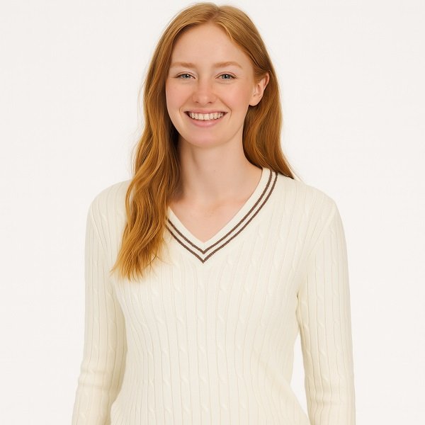 Custom Women V Neck Cable Knit Sweater Women Factory