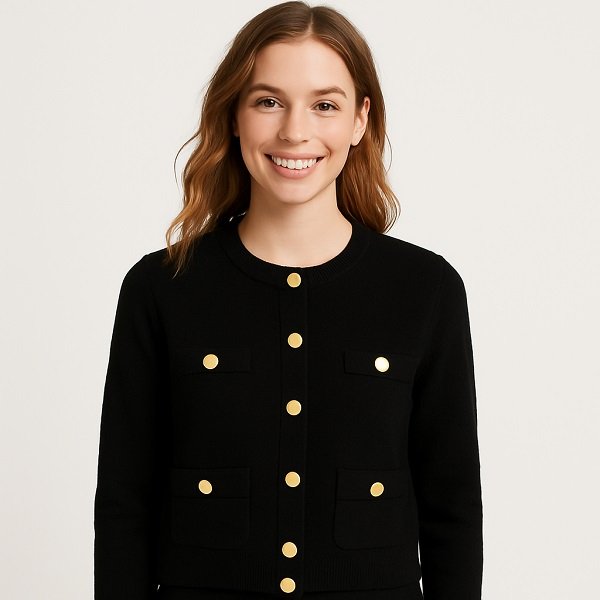 OEM Women Black Sweater Jacket Supplier