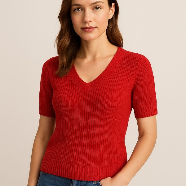 OEM Women Red Knit Top Distributor