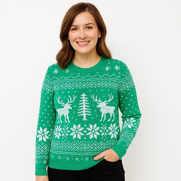 Reliable Women Green Christmas Sweater Distributor