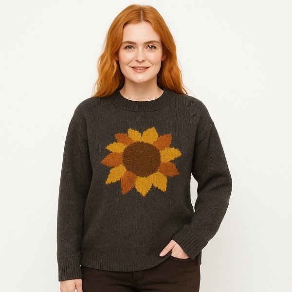 Top Women Knit Graphic Sweater Factory