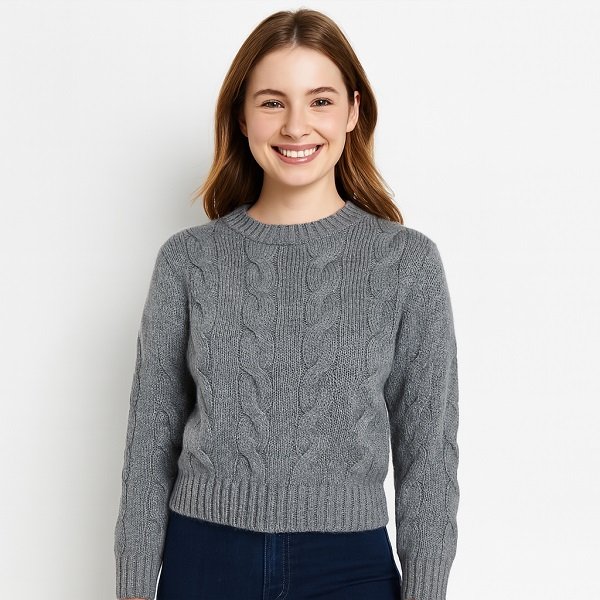 Top Women Knit Sweater Grey Supplier