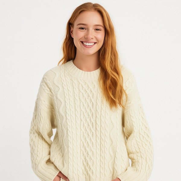 Wholesale Women White Chunky Cable Knit Sweater Manufacturer