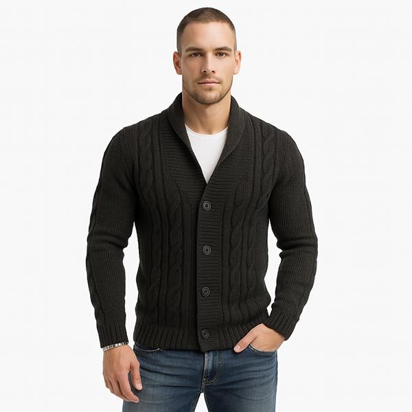 black cable knit cardigan manufacturer