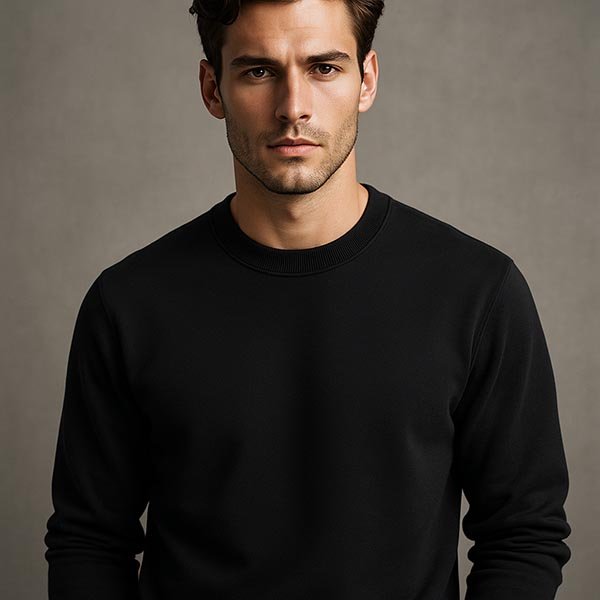black crew neck pullover