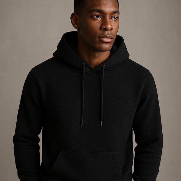 black wool hoodie