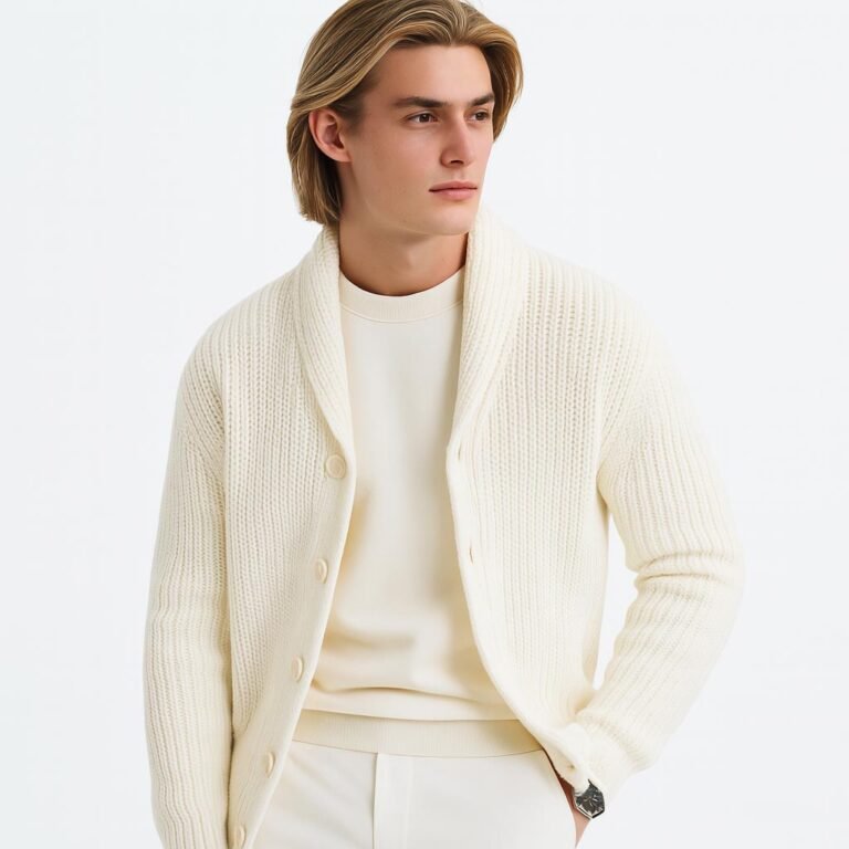 white cardigan AgencyTrader