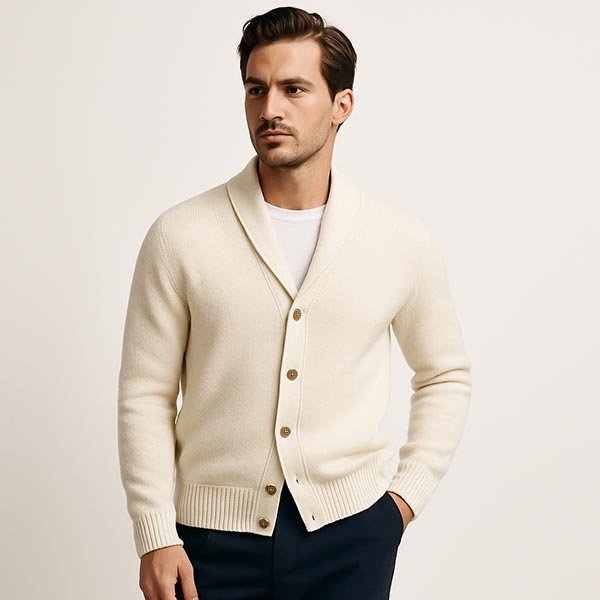 white mens cardigan sweater
